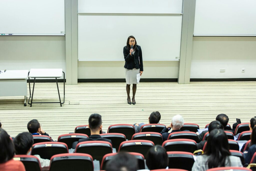 A female professor teaching