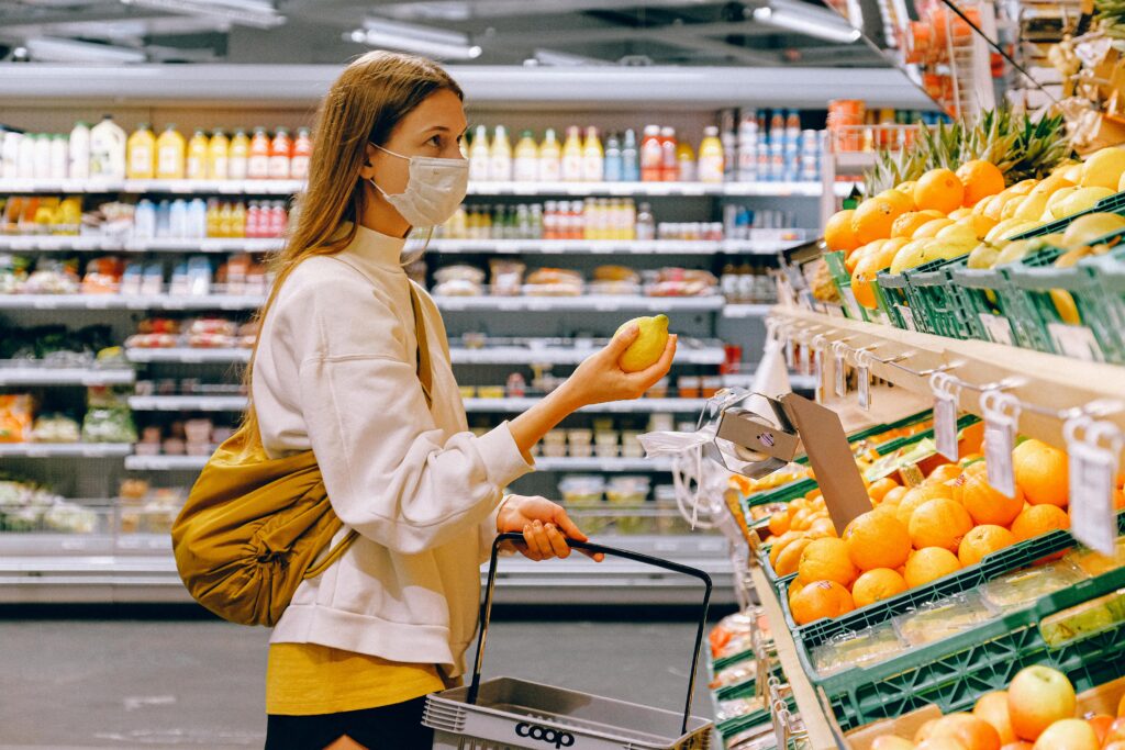 A girl shopping groceries 